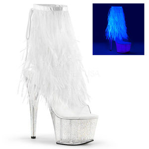 Platform Fur Fringe Glow High Heel Ankle Boots